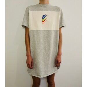 Nike Women's Graphic Logo Shirt Dress Size S Grey Colorful Center Swoosh Gym